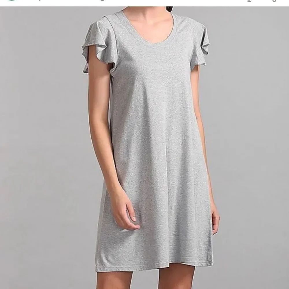 NWT New GAP Flutter Ruffle Cap Sleeve Dress Sundress Heather Gray S
